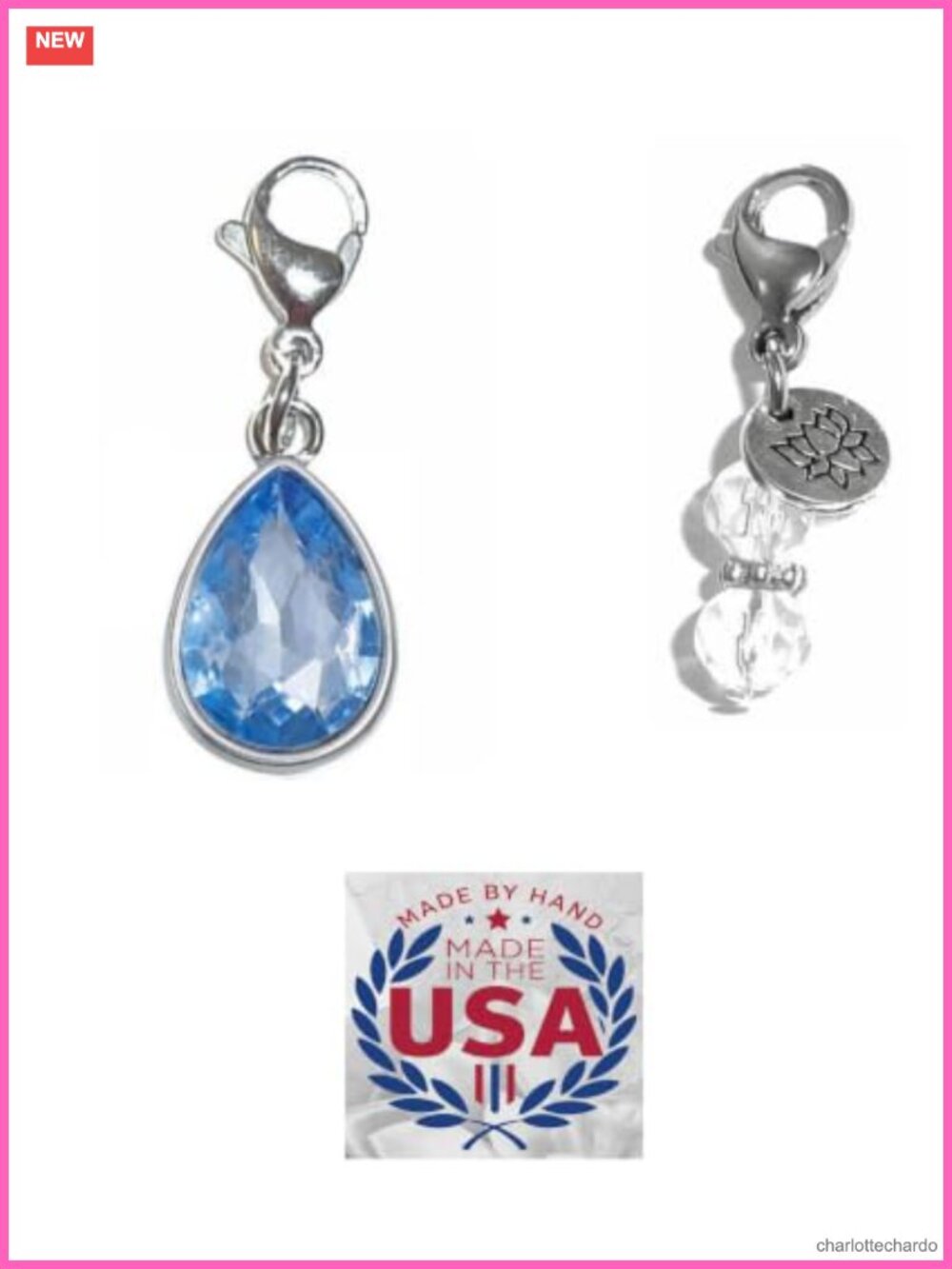 Stainless Steel Lobster Clasp Clip On Charm for Purse Keychain Zipper Pull